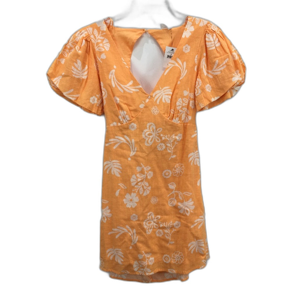 Cotton On Elice V Neck Orange Brooke Block Print Mini Dress Ladies Sz Small NEW