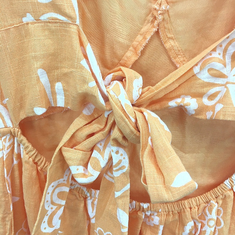 Cotton On Elice V Neck Orange Brooke Block Print Mini Dress Ladies Sz Small NEW