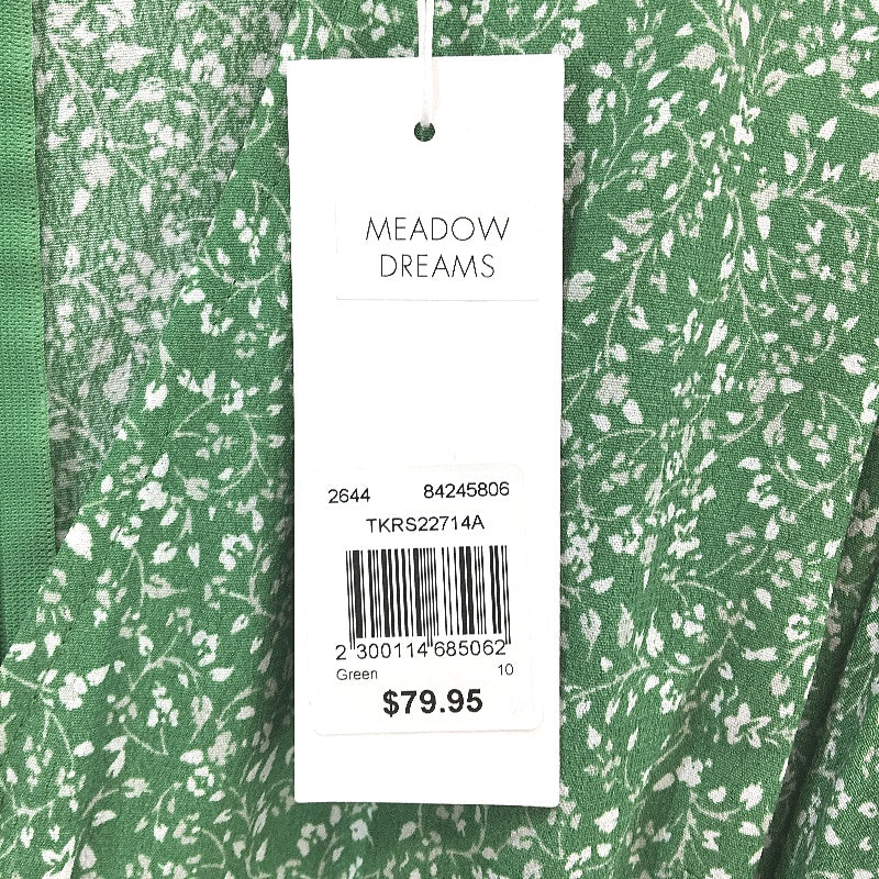 Tokito Meadow Dreams Green Floral Shortsleeve Mini Dress Ladies Size AU 10 NEW