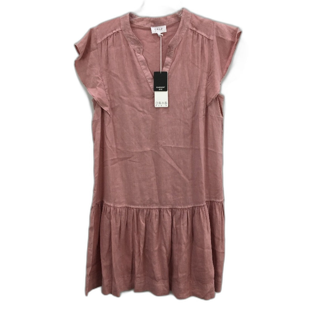 Grab Denim Plain Blocky Linen Blend Blush Pink Mini Dress Ladies Size 10 NEW