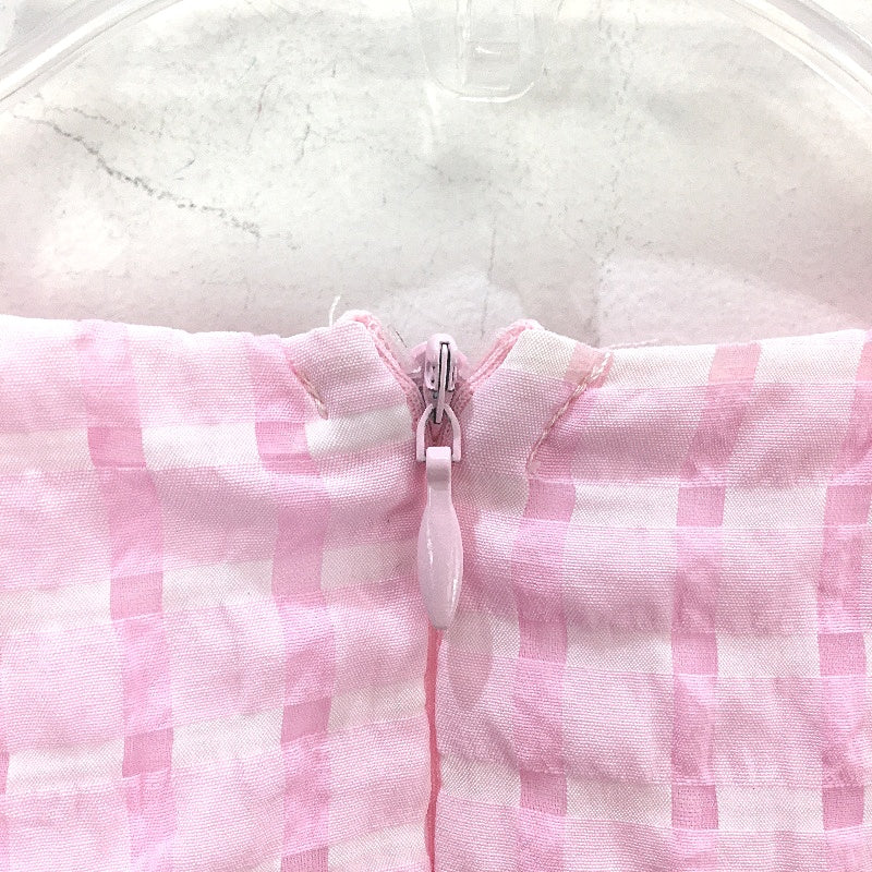 Pearl+Sea Textured Check Princess Sleeve Pink Mini Dress Ladies Size AU 12