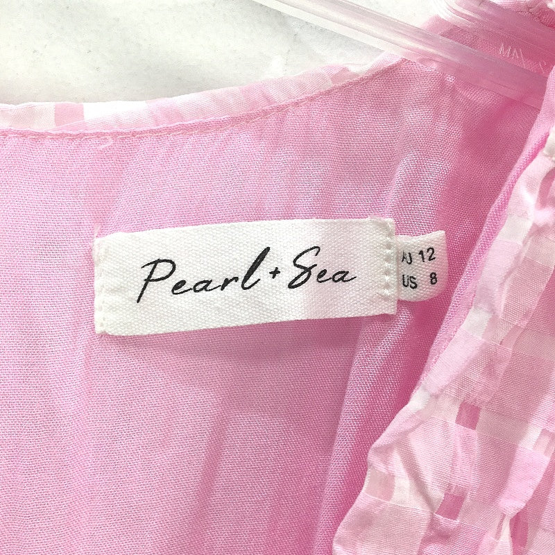 Pearl+Sea Textured Check Princess Sleeve Pink Mini Dress Ladies Size AU 12