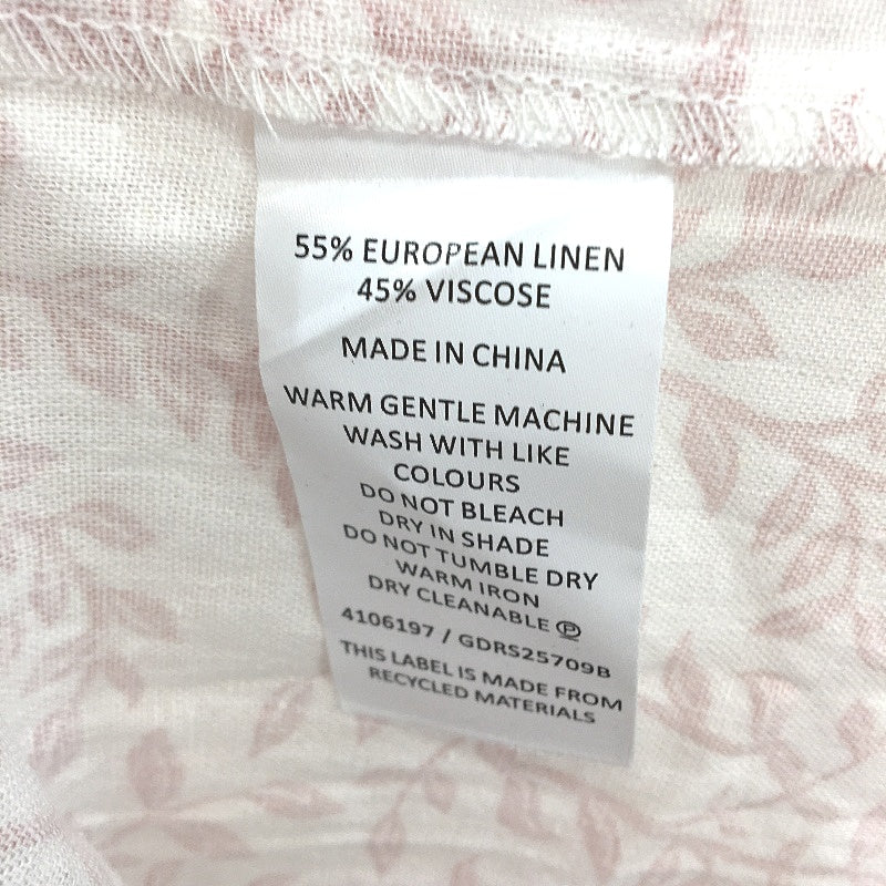 Grab Denim Pink Petal Foliage Linen Blend Tiered Midi Dress Ladies Size 10 NEW