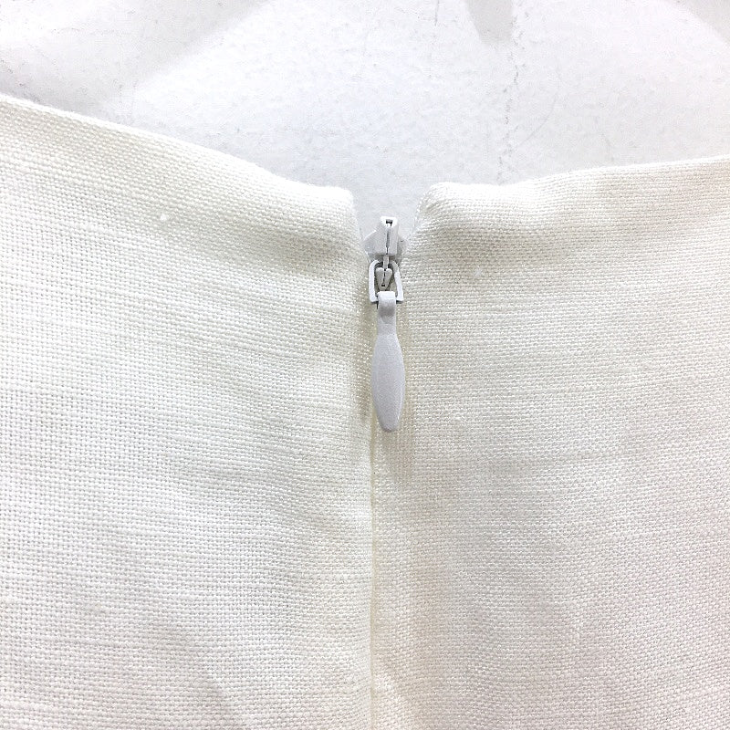 Basque Linen Blend V Neck Ivory White Pleated Dress Ladies Size AU 10 NEW