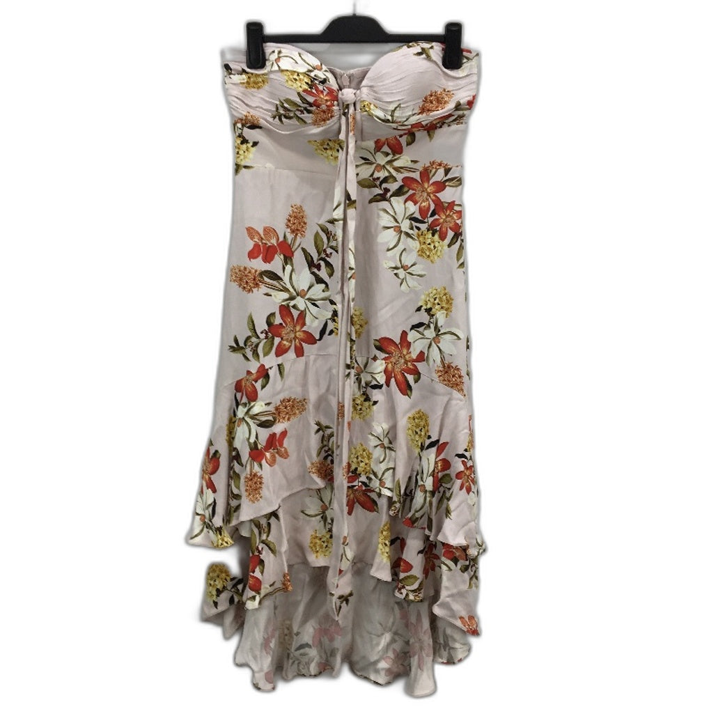 Forever New Moana Halter Neck Ruched Padded Pink Floral Dress Ladies Size AU 12