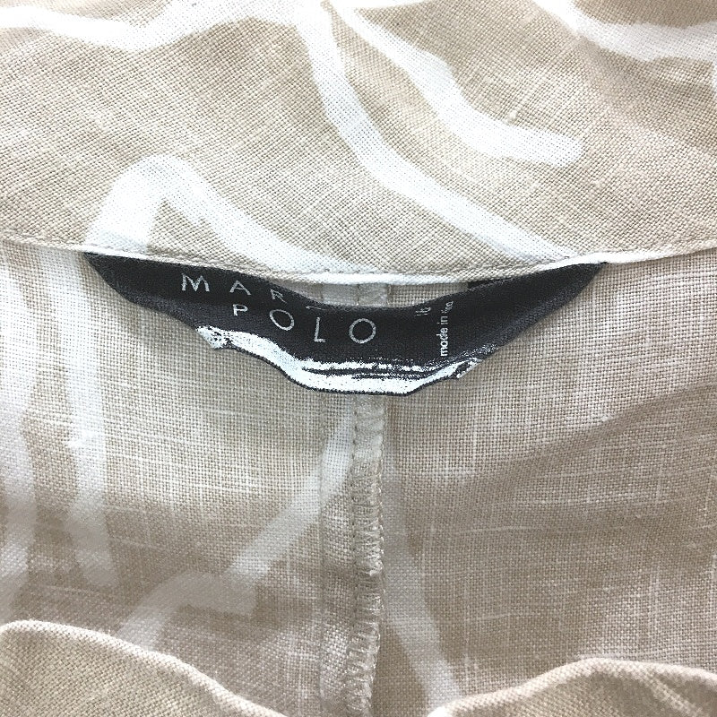 Marco Polo Rose Print Beige Sleeveless Linen Shift Dress Ladies Size 16