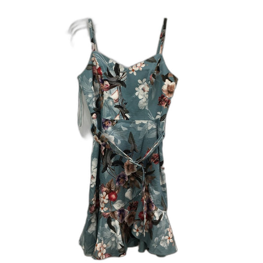 Portmans Signature Floral Teal Strappy Belted Mini Dress Ladies Size 10