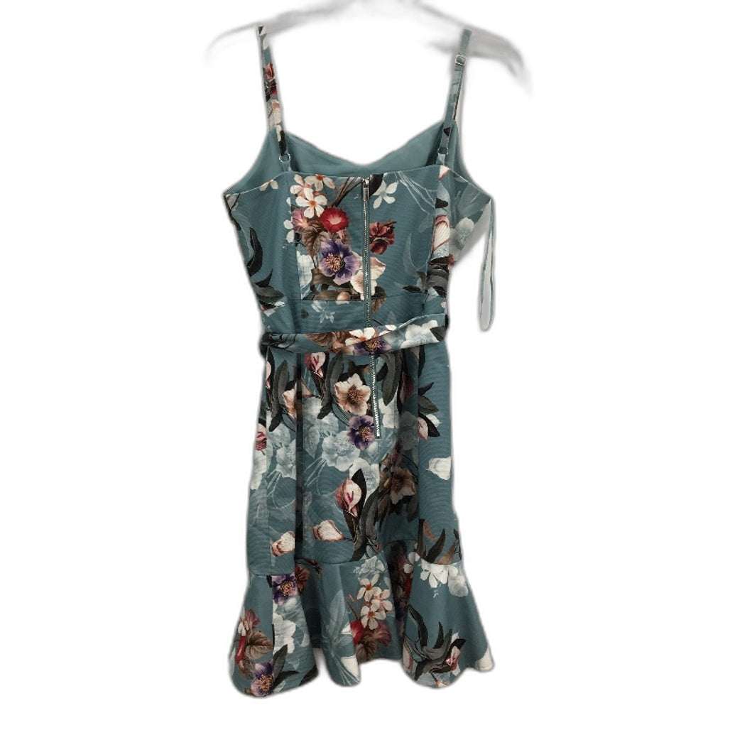Portmans Signature Floral Teal Strappy Belted Mini Dress Ladies Size 10