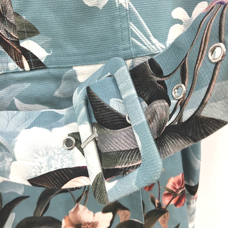 Portmans Signature Floral Teal Strappy Belted Mini Dress Ladies Size 10