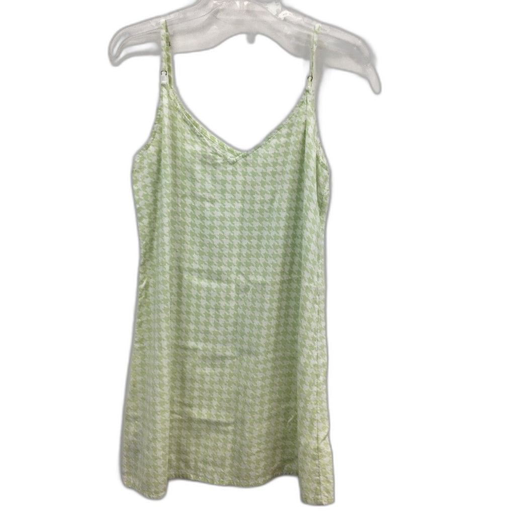 Roxy Shine A Light Green Houndstooth Strappy Mini Dress Ladies Size Medium