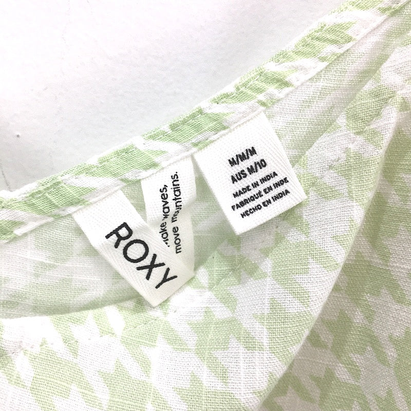 Roxy Shine A Light Green Houndstooth Strappy Mini Dress Ladies Size Medium