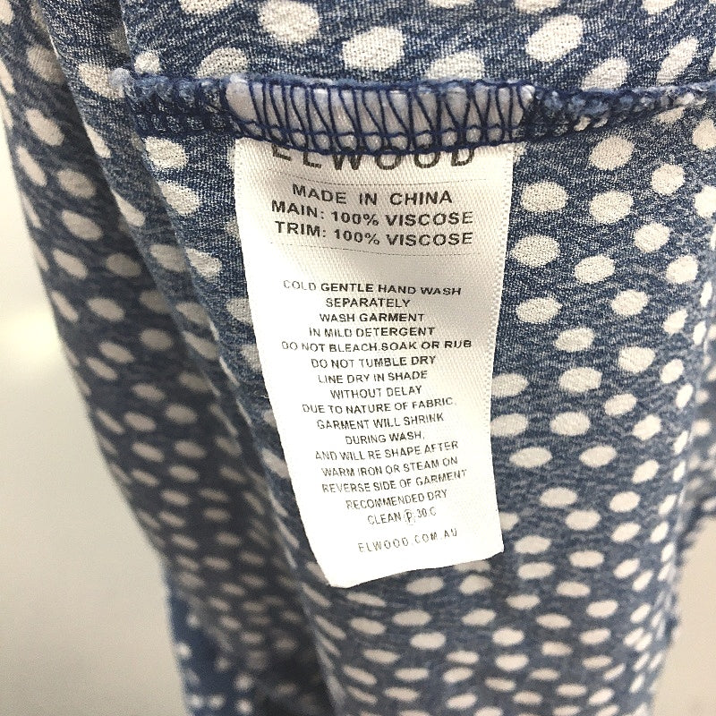 Elwood Apparel Co Polka Dot Strappy Blue Viscose Mini Dress Ladies Size 8