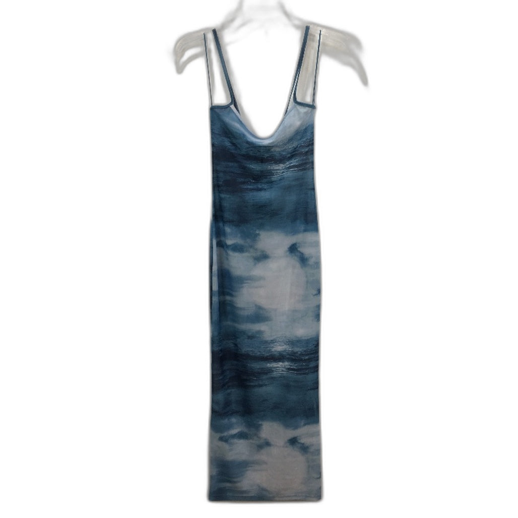Lioness Charmed Blue Moonlight Ocean Print Mesh Midi Dress Ladies Size XS NEW