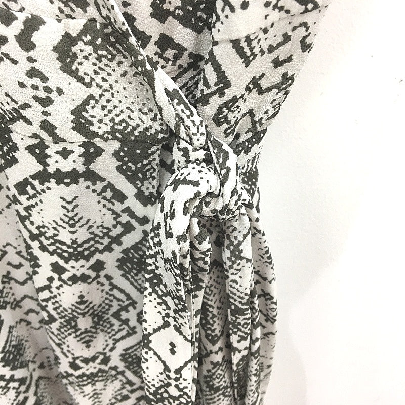 Witchery Snake Print Black White Wrap Around Sleeveless Midi Dress Ladies Size 8