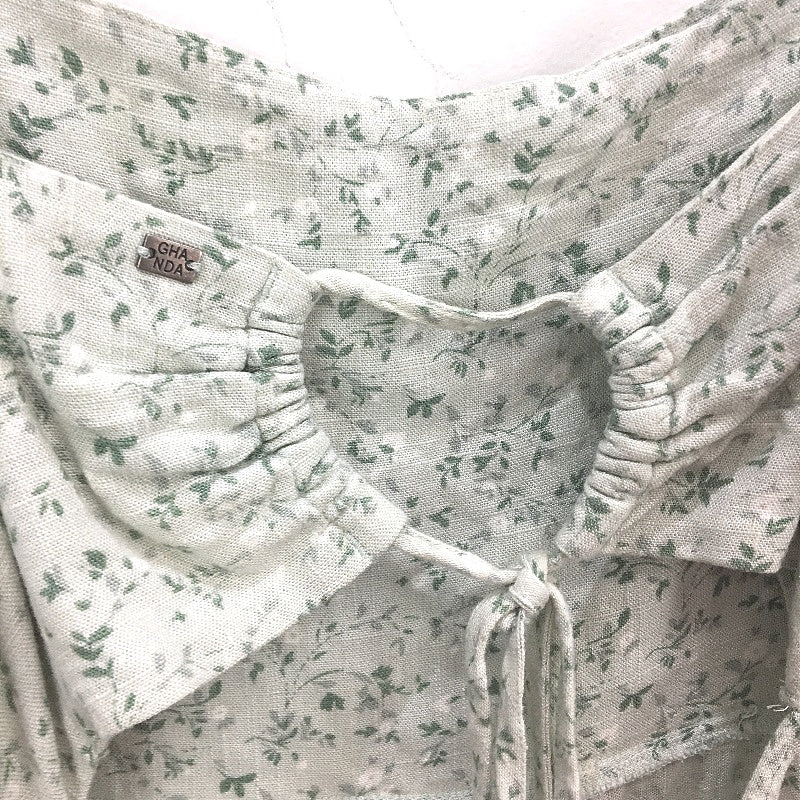 Ghanda 1984 Floral Pastel Green Back Cut Out Mini Dress Ladies Size Medium