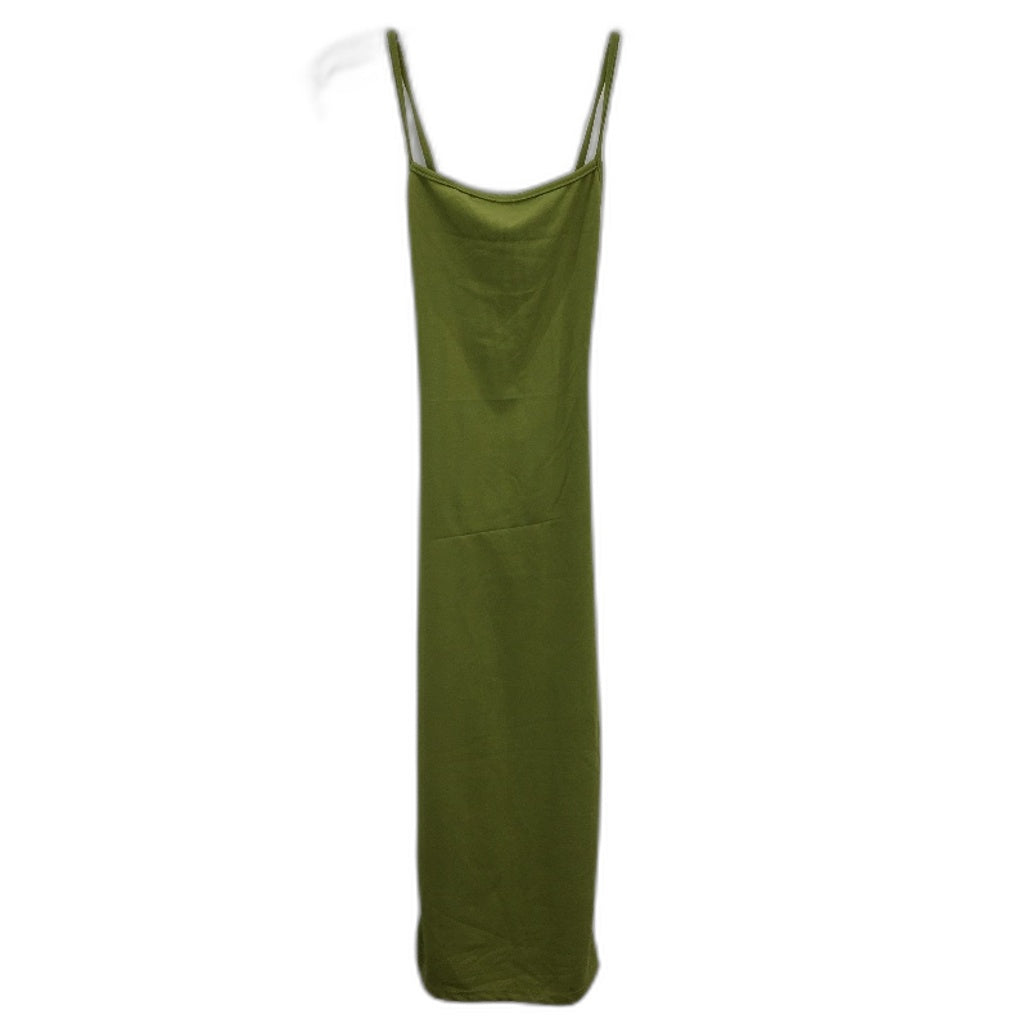 Pretty Little Thing Strappy Back Ribbed Green Midi Dress Ladies Size UK 10