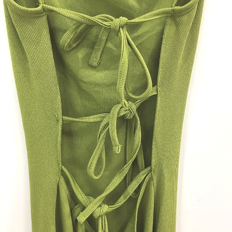 Pretty Little Thing Strappy Back Ribbed Green Midi Dress Ladies Size UK 10