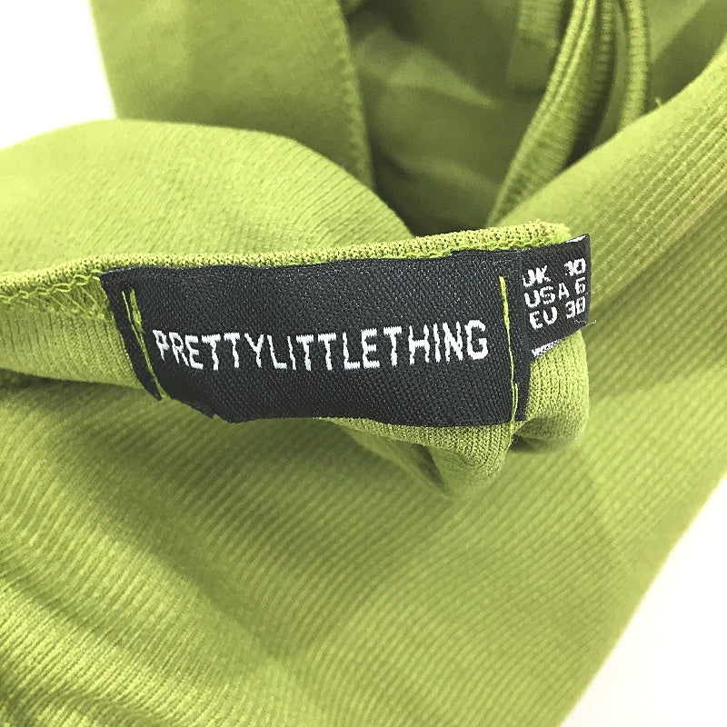 Pretty Little Thing Strappy Back Ribbed Green Midi Dress Ladies Size UK 10