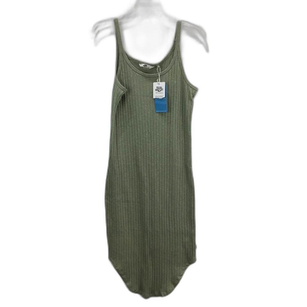 Piping Hot Scoop Stretch Ribbed Muted Green Midi Dress Ladies Size AU 10 NEW