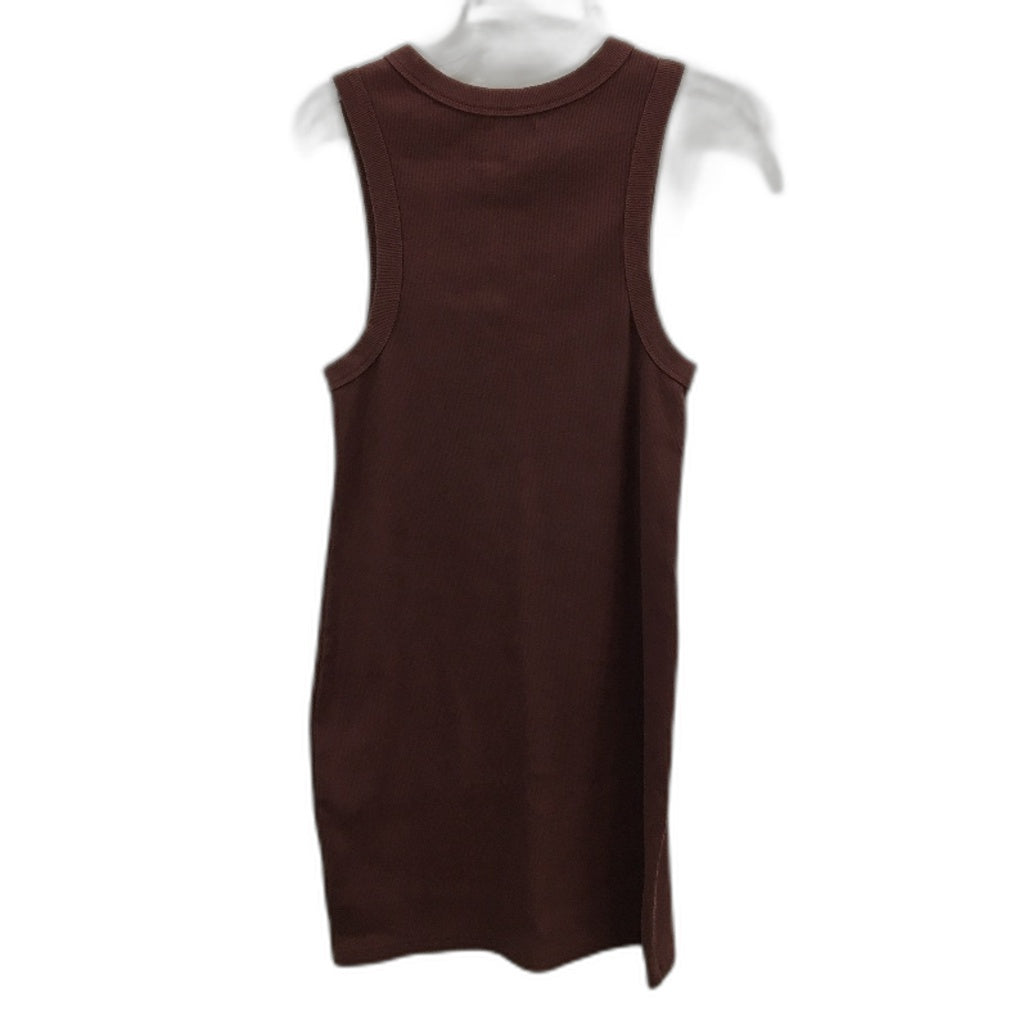 Abrand Jeans Sleeveless Ribbed Tank Brown Cotton Mini Dress Ladies Size Large