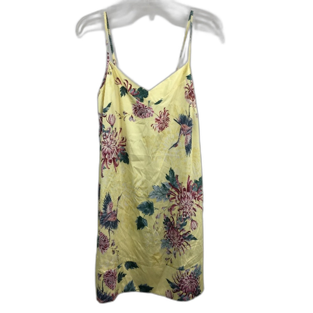 Chloe & Lola Chrsyanthemum Print Satin Yellow Mini Nightie Ladies Size Small NEW