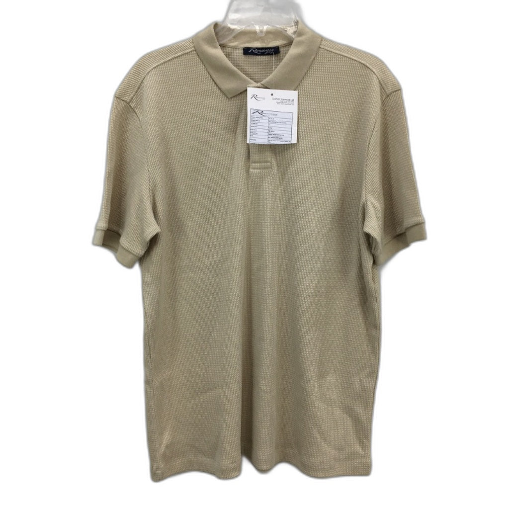Renaissance Apparel Cotton Blend Peyote Beige Waffle Polo TShirt Mens Size M NEW