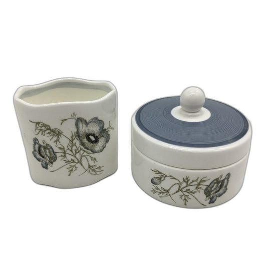 Wedgwood Bone China Susie Cooper Design Glen Mist Sugar Bowl & Tea Spoon Holder