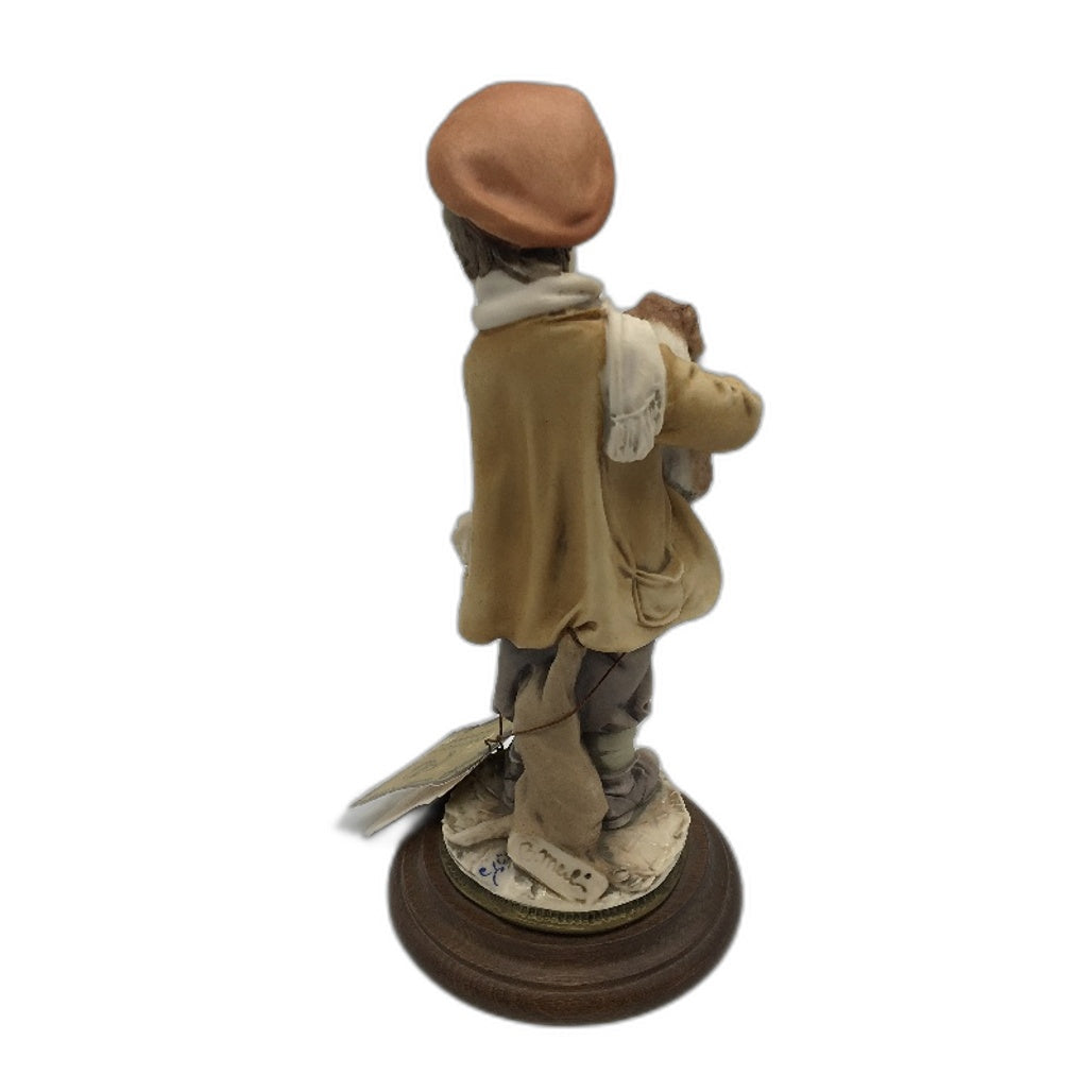 COLLECTABLE 1981 Bruno Merli Capodimonte Porcelain Boy Holding Dog Figurine 21cm