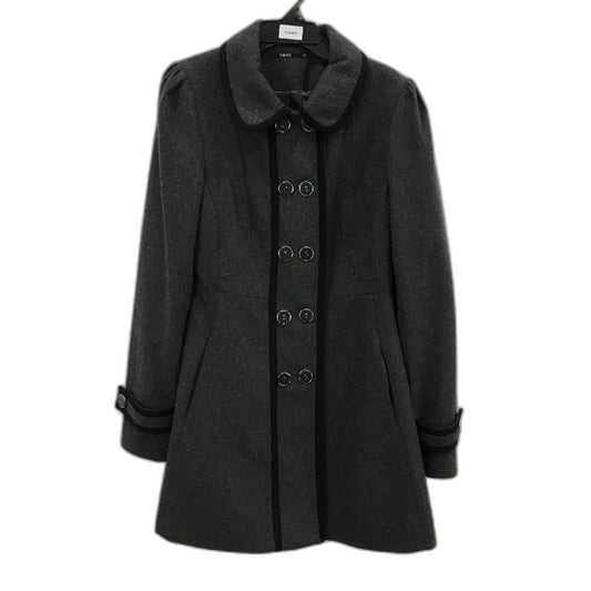 Tokito Dark Grey Wool Blend Button Featured Mid Length Coat Ladies Size 12
