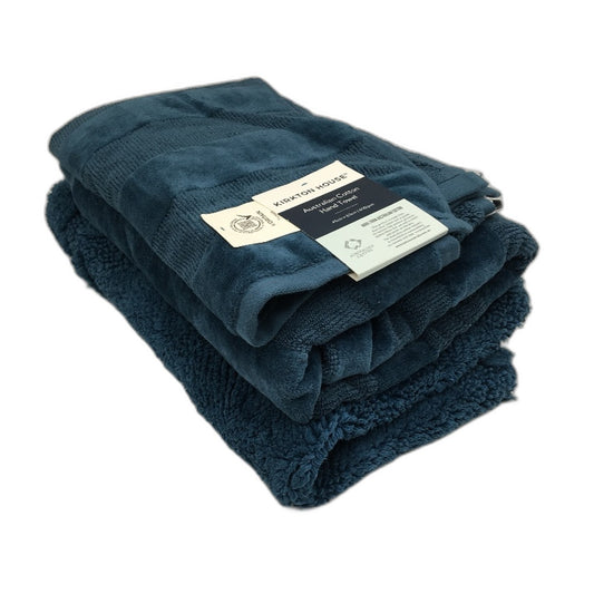 Kirkton House 3pc Teal Blue 100% Cotton Velour Bath & Hand Towel & Matt Pack NEW
