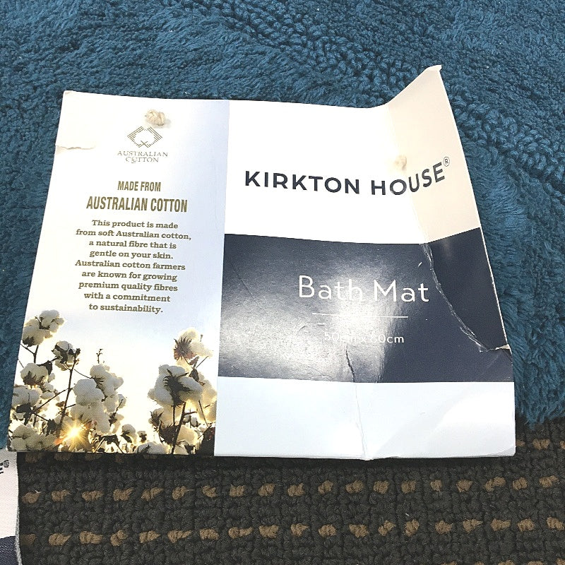 Kirkton House 3pc Teal Blue 100% Cotton Velour Bath & Hand Towel & Matt Pack NEW