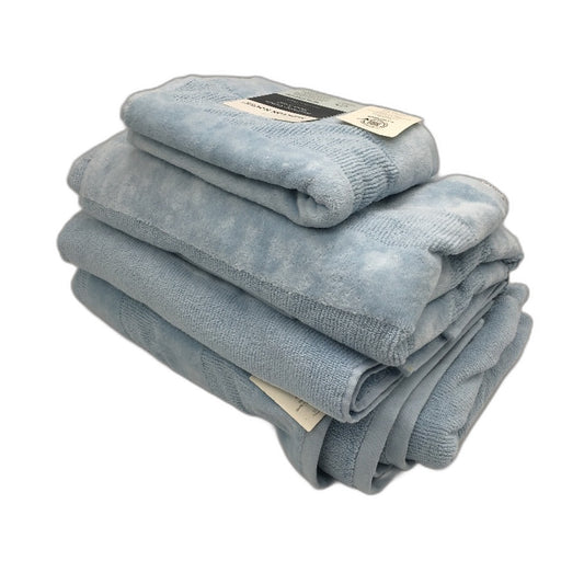 Kirkton House 4pc Light Blue Cotton Velour Bath Sheet & Bath Towel Pack NEW