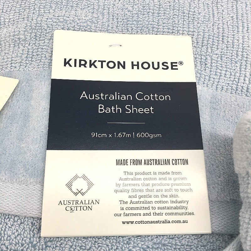 Kirkton House 4pc Light Blue Cotton Velour Bath Sheet & Bath Towel Pack NEW