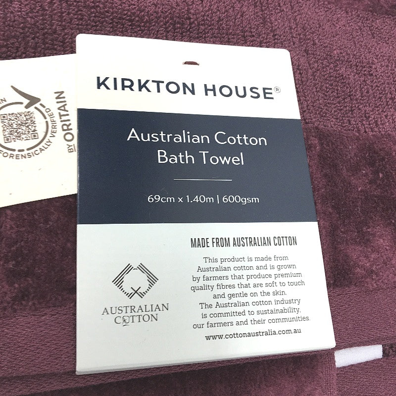 Kirkton House 4pc Plum & Grey Cotton Velour Bath Sheet & Bath Towel Pack NEW