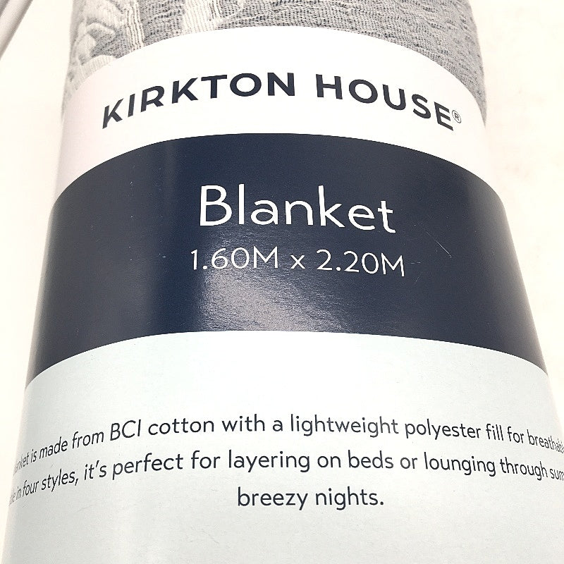 Kirkton House Cotton Covered Tropical Themed Lightweight Grey Blanket NEW