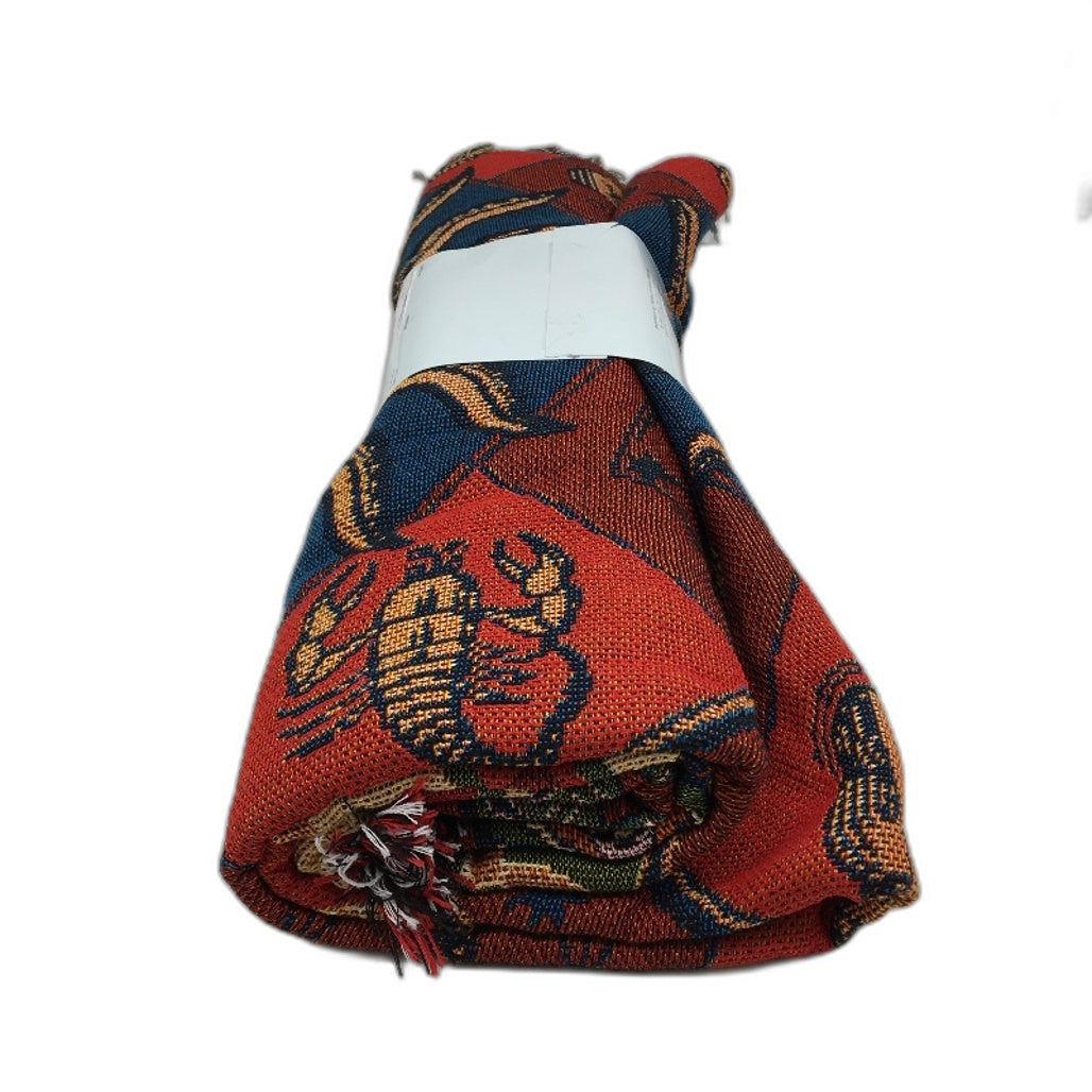 Kirkton House Navy & Red Sun Dial Boho Style Tapestry Wall Blanket 1.3x 1.6m NEW