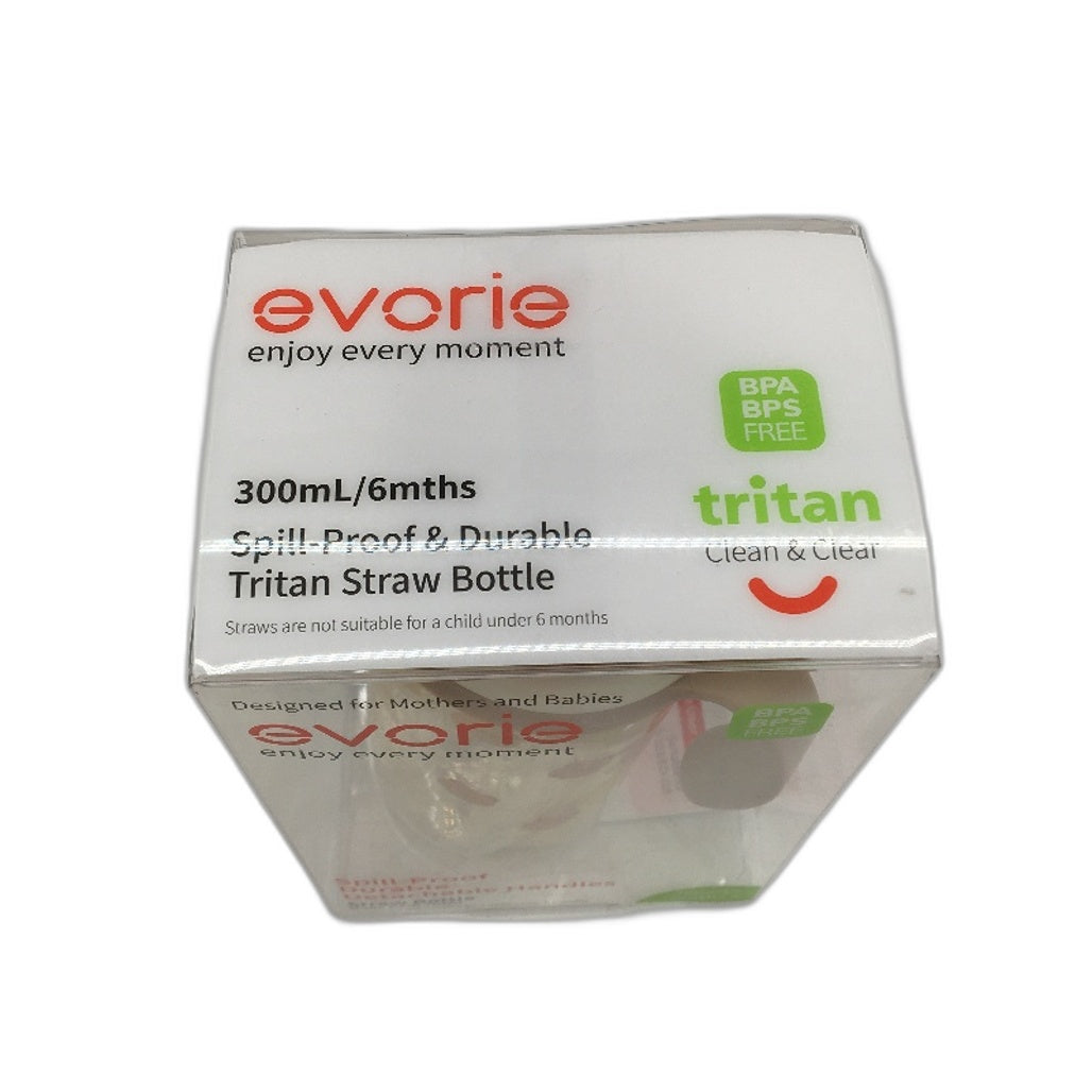 Evorie Tritan 300ML Straw Water Bottle Spill Proof Sippy Cup BPA Free Age 6M NEW
