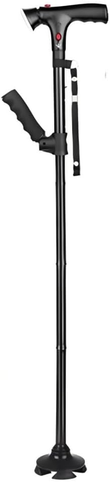 Folding Twin Grip Cane With LED Light Double Cushioned Handle Walking Stick NEW