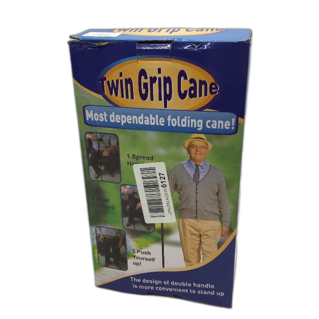 Folding Twin Grip Cane With LED Light Double Cushioned Handle Walking Stick NEW