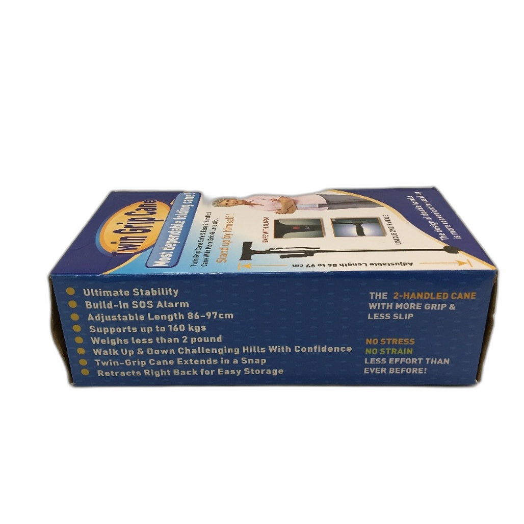 Folding Twin Grip Cane With LED Light Double Cushioned Handle Walking Stick NEW