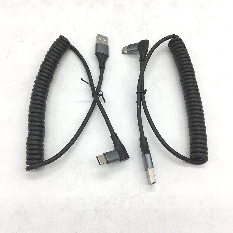 SUNGUY 2 Pack Right Angle Coiled USB To USB-C Type-C Cable 1.5M Carplay Cord NEW