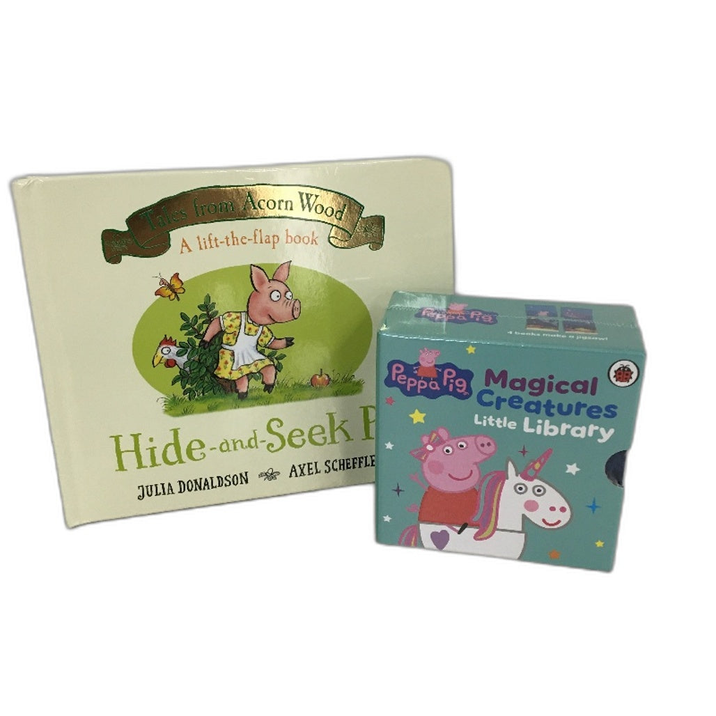 Kids Book Bundle Peppa Pig Magical Creature Little Library & Hide N Seek Pig NEW