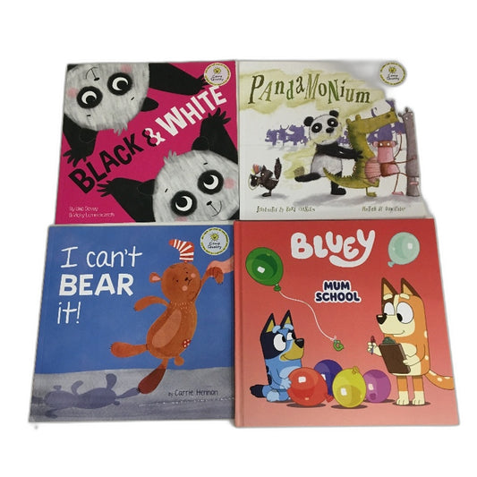 Kids Picture Book 4PC Bundle Animal Storybooks Panda Bear Bluey Stories NEW