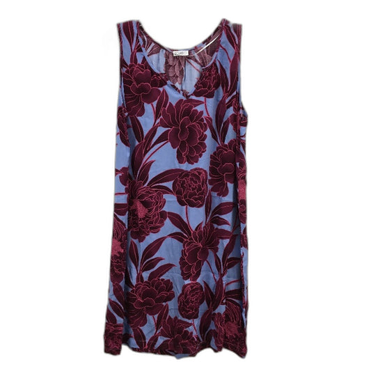 Soho Burgundy Chrsysanthemum Print Sleeveless Blue Nightie Ladies Size Small