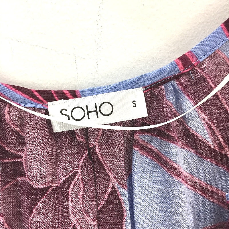 Soho Burgundy Chrsysanthemum Print Sleeveless Blue Nightie Ladies Size Small