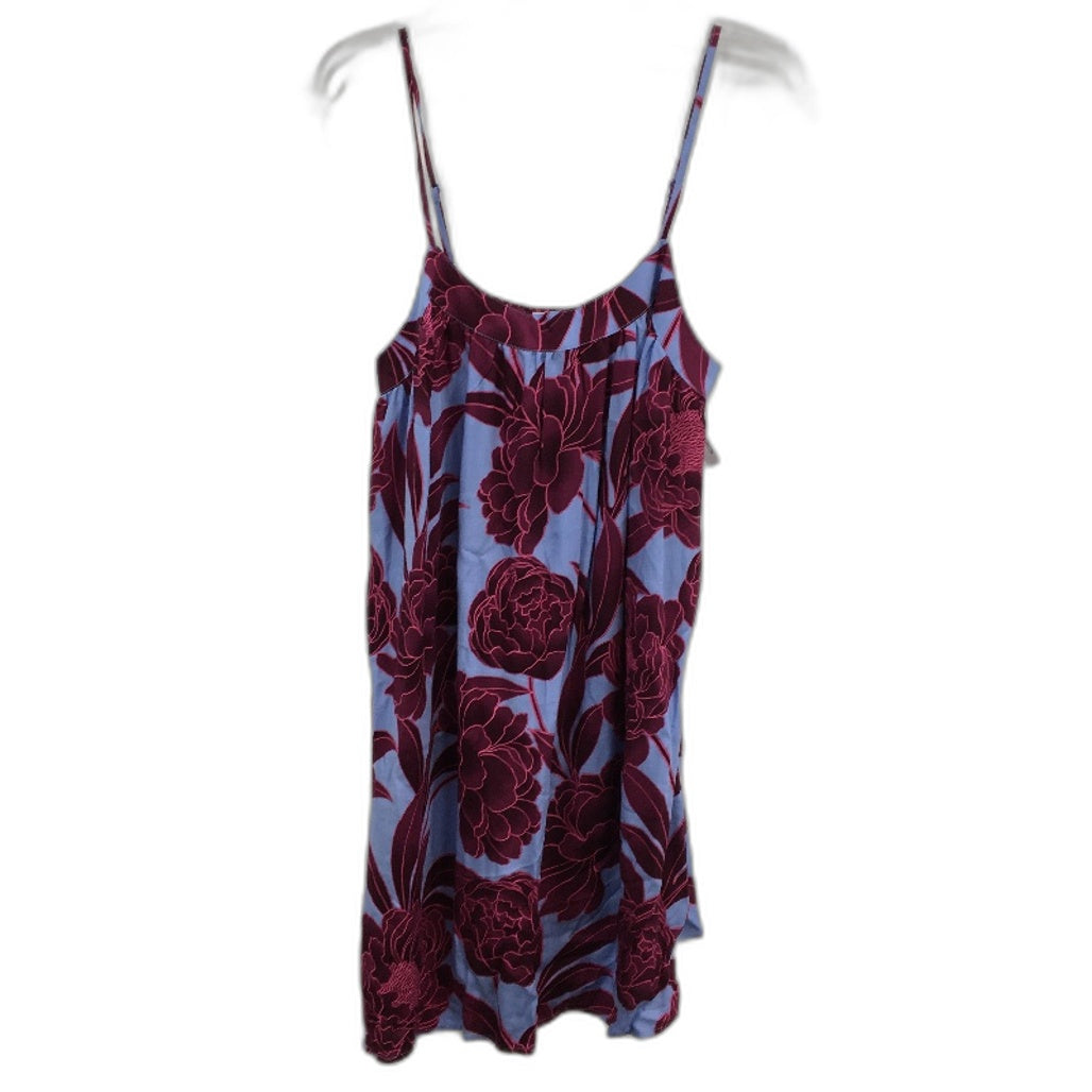 Soho Burgundy Chrsysanthemum Strappy Top Blue Pyjama Set Ladies Size Small