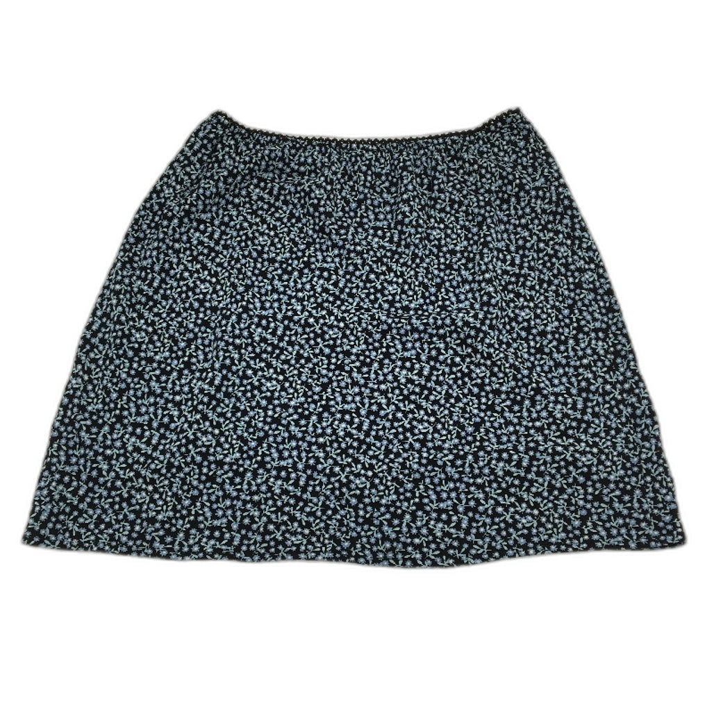 Ghanda Navy Perry Blue Floral Black Mini Slip Skirt Ladies Size Medium