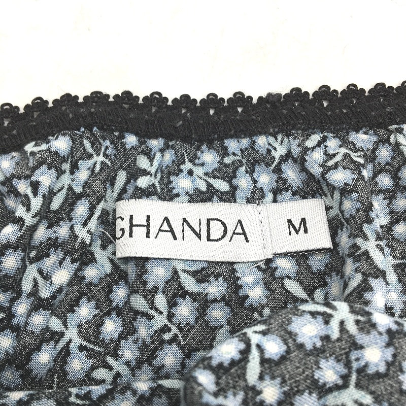 Ghanda Navy Perry Blue Floral Black Mini Slip Skirt Ladies Size Medium