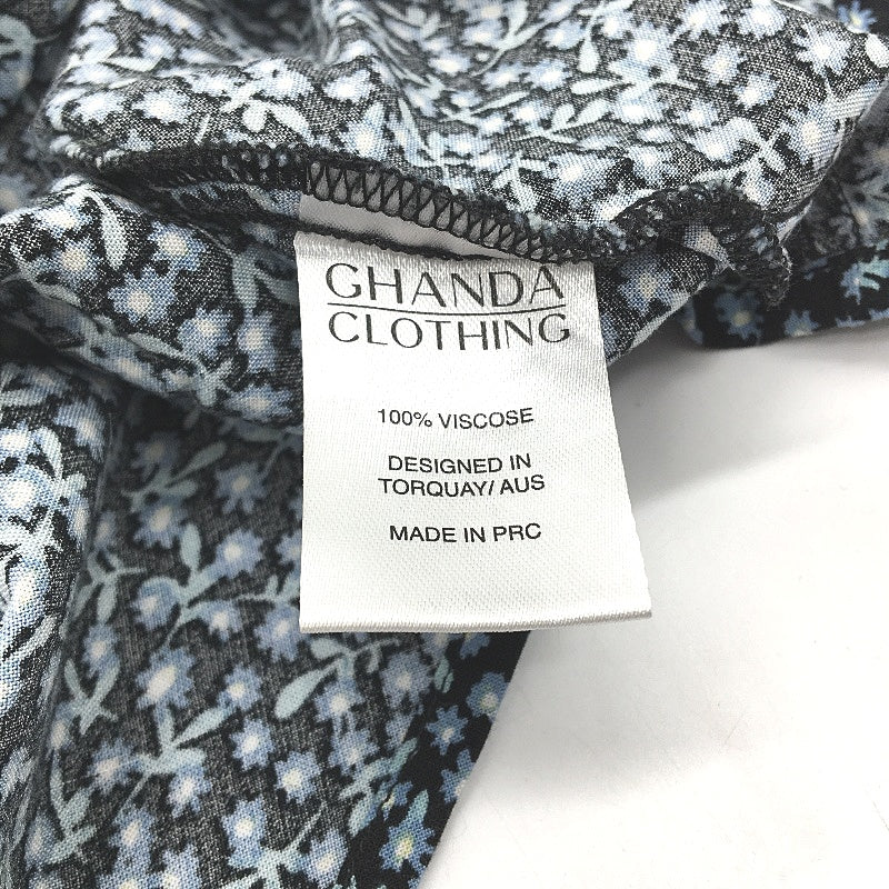 Ghanda Navy Perry Blue Floral Black Mini Slip Skirt Ladies Size Medium