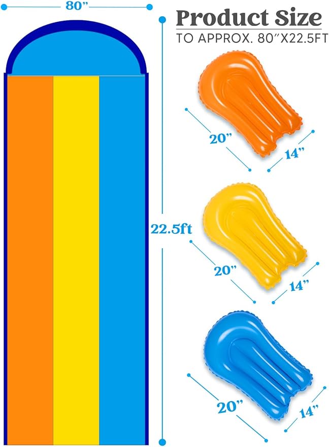 Sloosh 22.5 Feet Triple Backyard Water Slide with 3 Inflatable Body Boards DEMO